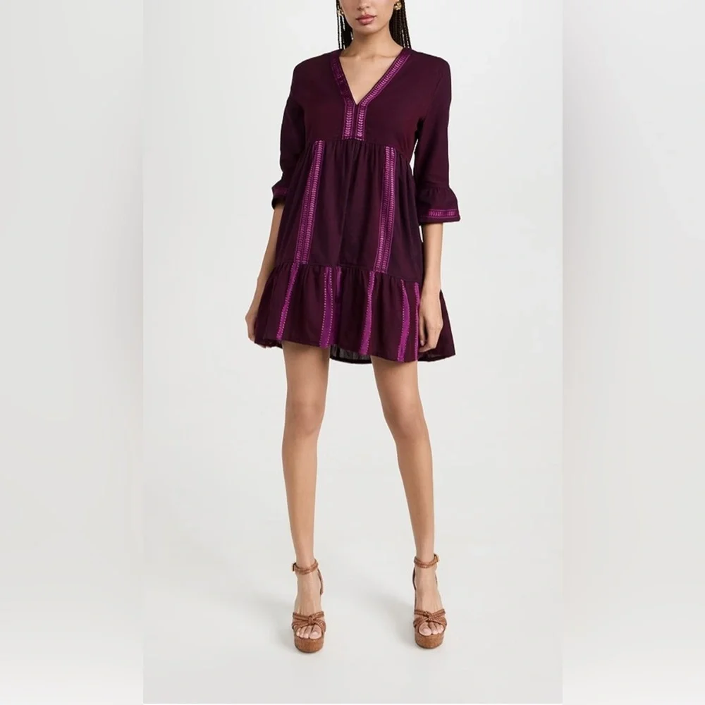 lemlem Hanna Cotton Blend Cover Up Dress New